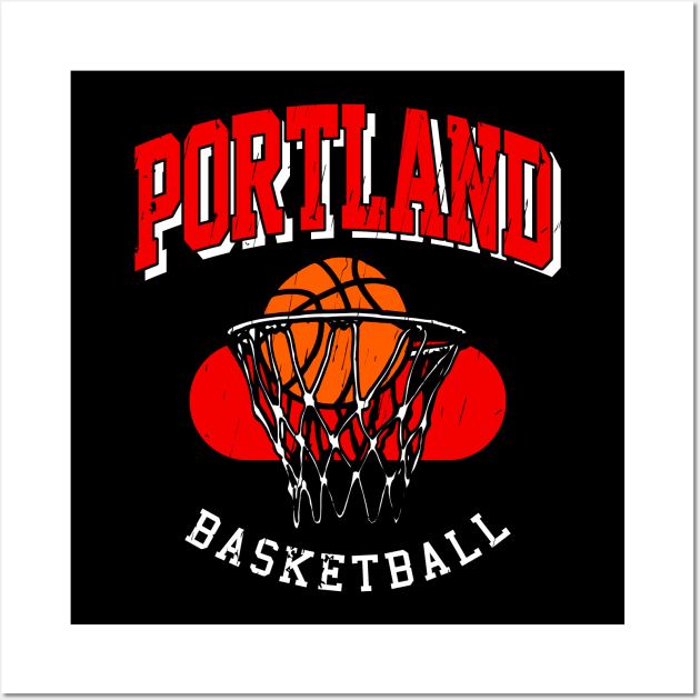 Vintage Portland Basketball Wall Art by funandgames
